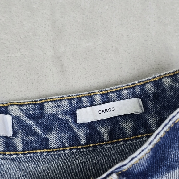 FOREVER 21 Cargo Jeans Womens 27 Blue Flap Pockets Baggy Wide Leg Y2K Grunge - Picture 6 of 11